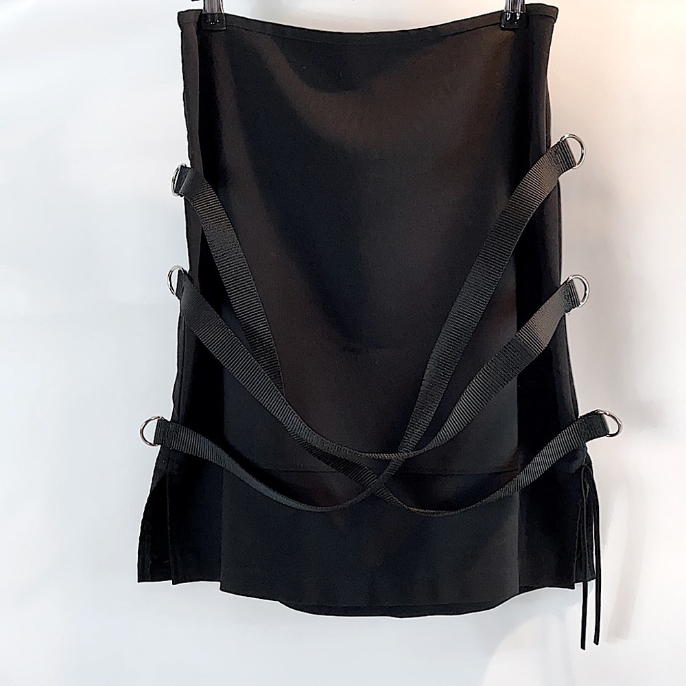 Black bondage strap flight pencil skirt